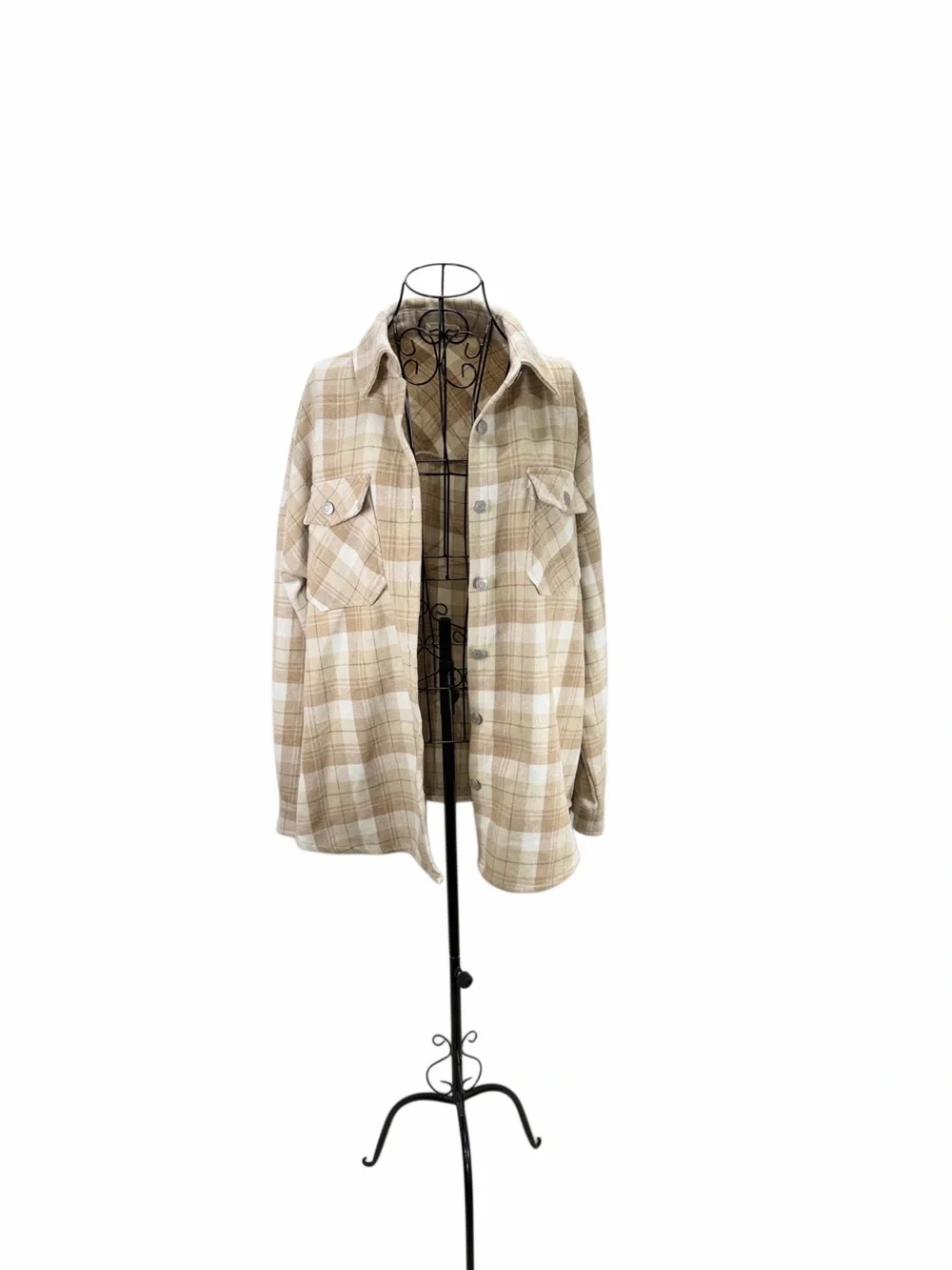 Altar'd State Beige Plaid Utility Shacket